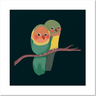 Jade Green Lovebird in the twig | Bunniesmee Valentine Edition Posters and Art